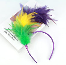 MWOOT Feather Headband, 1920s Fascinator Headwear, Purple Yellow Green Feather Headpiece, Hair Accessories for Cocktail Wedding Tea Party,