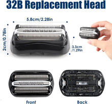 32B S3 Replacement Shaver Heads Compatible with Braun Series 3, Shaving Head for Braun Electric Razor S3 Replacement Head, Electric Shaver Accessories Fits 32S 300s 320s 330s 340s 370CC 390CC Black