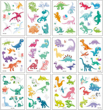 12 Pcs Dinosaur Kids Tattoos Glitter Fake Tattoo Sticker Party Decorations for Kids Boys Girls