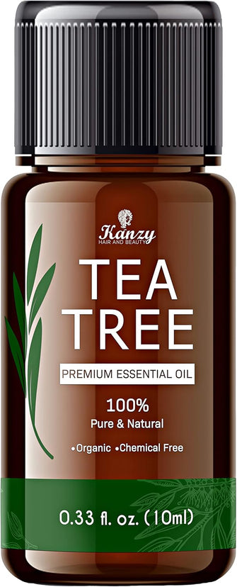 Kanzy Organic Tea Tree Essential Oil 100% Pure Tea Tree Oil for Skin, Hair, Face, Nails Natural Vegan & Undiluted for Aromatherapy & Diffusers