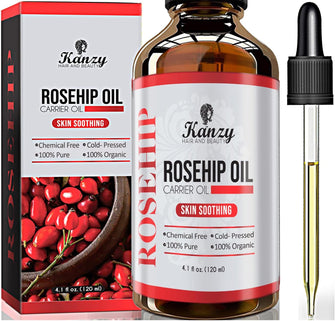 Kanzy Rosehip Oil for Face 120ml Organic Cold Pressed 100% Pure Natural, Hydrating, Nourishing & Moisturising Rosehip Seed Oil for Skin, Hair, Nails, and Body Oil