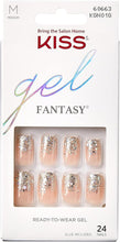 KISS Gel Fantasy Collection Glue-On Manicure Kit, Fanciful, Medium Length Square Fake Nails Includes 24 False Nails, Nail Glue, Nail File, and Manicure Stick