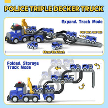Lehoo Castle Boys Toys Age 2, Toys for 2 Year Old Boy, Toddler Toys with Sound & Light, Police Transport Truck Toy with 6 Pull Back Police Car, Gift for 2 3 4 5 6 Year Old
