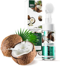 Coconut Cleansing Facial Wash Natural Fruit Extract 2 in 1 Gentle Makeup Remover and Mousse Facial Cleanser Brush Face Wash 150ml for Sensitive and Dry Skin