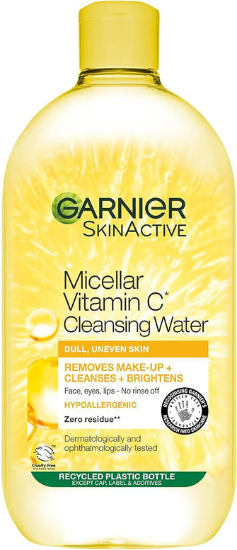 Garnier Micellar Vitamin C Water For Dull Skin 700ml, Brightening & Glow-Boosting Face Cleanser & Makeup Remover