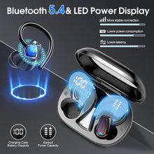OYIB Wireless Earbuds Sport, Mini Bluetooth 5.4 Headphones with 4 ENC Mic, 50H Playtime Wireless Headphones with Earhooks, LED Display, IP7 Waterproof Wireless Earphones for Running/Gym, Black