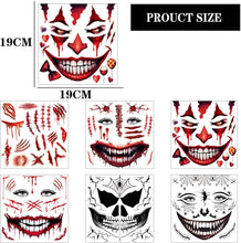 ENYACOS 6 Sheets Halloween Scary Face Tattoos For Men And Women,Skeleton Mouth Tattoo,Halloween Makeup Kits Adults,Fake Cuts Halloween Tattoos Spider Web,Halloween Costume (A)