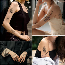 Acevegue 74 Sheets Temporary Tattoos for Women, Half Arm Flower Rose Fake Tattoo Sleeve, Realistic Small Tiny Branch Wild Plant Semi Permanent Transfer Tattoo Stickers for Adults&Girls Body Makeup Art