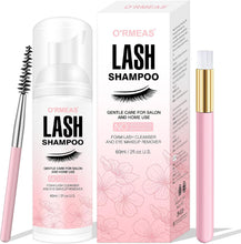 Lash Shampoo for Eyelash 60ML + Brush & Mascara Wand Eyelid Foaming Cleansing, Extension Cleanser Remover,Makeup Remover,Salon and Home Use