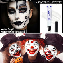 Go Ho White Face Body Paint Cream Water Based Makeup for Adults Children(0.85oz),White Body Paint Wand with Cushion Applicator,Non-Toxic Hypoallergenic for Halloween FX Makeup Cosplay Costume Party