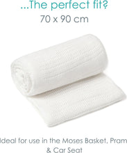 Clair de Lune Soft Cotton Cellular Baby Pram Blanket 90 x 70 cm (White)