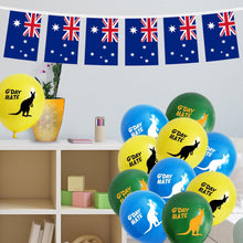 Jc.upin 5M Australian Flag Bunting Banner by 20 Pcs Small Australian Flags,18Pcs Kangaroo Balloons Australia Day Balloons and Silvery Grey Ribbons for Australian Party Decorations,Baby Shower Party