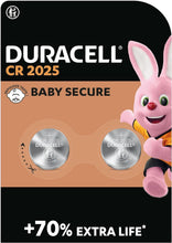 DURACELL 2025 Lithium Coin Batteries 3V (2 pack) - Up to 70% Extra Life - Baby Secure Technology - For Use in Key Fobs, Fitness Watches and 3D Glasses - Baby Secure Packaging
