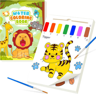 LIKYMO Water Colouring Book for Children - Water Painting Books for Kids Easter Gifts for Kids, Watercolour Paint Set Magic Painting Book Easter Crafts Gifts (Animals)