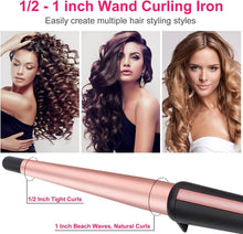 Hair Curling Wand, 13-25MM Tapered Curling Iron, Professional Ceramic Hair Curler Wand with Heat-Resistant Glove, Dual Voltage