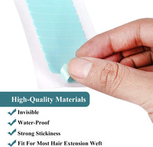 Hair Extension Tape Tabs, 96pcs Pre-cut Double Sided Adhesive Tapes in Hair Extensions, Beauty Tool for Human Hair Weft Replacement - Waterproof Wig Tape Toupee Tape (4 x 0.8 cm, Blue)