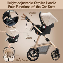 Gcarebb 3 in 1 Prams Travel System, Pushchair with Height Adjustable Handle, Travel Pram with Mosquito Net, Baby Stroller with Aluminum Frame for Newborn 0-4 Years
