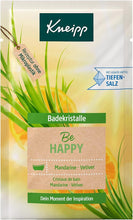 Kneipp Bath Crystals Be Happy - Bath Salt - with Natural Deep Saline Saline Salt & Natural Essential Oils of Mandarin & Vetiver - Fruity Herber Fragrance - 60 g