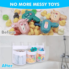 Huiguli Large Bath Toy Storage Organizer, 60cm Mesh Baby Bath Toy Storage with 3 Compartment Large Openings, Quick Drying Bath Toy Net Bath Toy Tidy with 5 Strong Suction Hooks