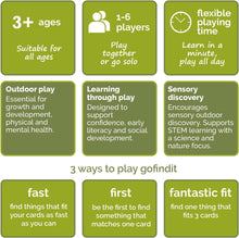 gofindit -the original outdoor nature scavenger hunt card game for kids and families  ages 3+  travel pocket game