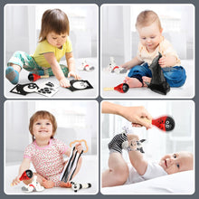 Joyreal Baby Sensory Toys, 13 Pcs Black and White Sensory Toys 0-6 Months, Foil Blanket, Sensory Cards, Baby Rattles, Ribbon Ring, Scarf, Maracas, Newborn Toys Baby Sensory Box Gifts