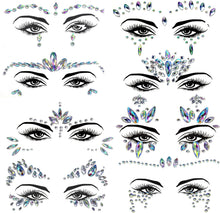 8Pcs Face Gems Glitter Stickers Gemstone for Festivals Party,Rhinestone Stick on Top Eyes,Self Adhesive Body Jewels Tattoos,Women Tattoos Accessories on Music Carnival Party Halloween Christma