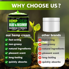 Hemp Cream - Maximum Strength - Great for Joints, Back, Neck, Elbows - Natural Formula - 4 oz