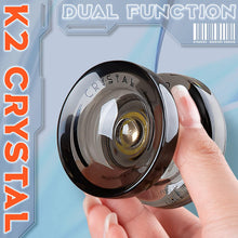 MAGICYOYO Dual Purpose Yoyo for Kids Beginner, Responsive Yoyo K2 Crystal Black, Trick Yoyo Professional Ball with Unresponsive Bearing + Bearing Remover + Axle + Axle Tool + Bag + 12 Yoyo Strings
