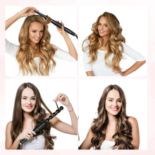 6 In1 Curling Wand Iron-Curly Curling Iron Set with Different Accessories, Hair Curlers Wand Tourmaline Ceramic Anti-Static Coating Corrugated Iron, LCD Display, Heat Resistant Glove and 2 Clips