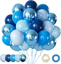 Blue Balloon Metallic Blue Balloons, 60Pcs 12Inch Chrome Blue Balloons Macaron Baby Blue Balloons Pearl Blue Balloons Navy Blue Latex Balloons for Birthday Wedding Baby Shower Party Decoration