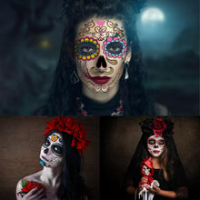 Halloween Face Tattoos, 8 Kits Day of the Dead Sugar Skull Temporary Tattoos, Scary Face Makeup for Masquerade and Parties