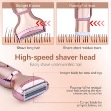 Ladies Electric Shaver, for Women 2 in 1 Electric Shaver, for face, Legs, underarms, and Bikini, Wet and Dry, Portable Waterproof and Painless Electric Shaver, with USB Charging