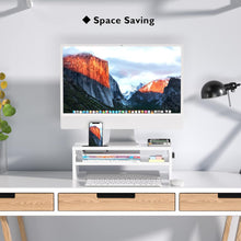 BONTEC Wood Monitor Stand Riser, Desk Monitor Stand with Smartphone Holder, Ergonomic Laptop Stand with Cable Management for Computer, Notebook, iMac, PC, 2 Tiers Black (W420 x D235 x H142mm) White