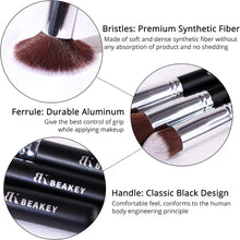 BEAKEY Diversity Makeup Brushes 12 Pcs Makeup Kit, Premium Synthetic Kabuki Foundation Face Powder Concealers Eyeshadow Blush Brushes Makeup Brush Set, with 2pcs Blender Sponges (Black/Silver)