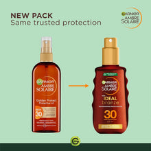 Garnier Ambre Solaire Ideal Bronze Protective Oil Sun Cream Spray SPF30, High Sun Protection Factor 30, Shea Butter, Water Resistant & Non Greasy Sunscreen, UVA & UVB Protection, 150ml