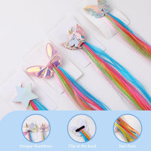 8 Pieces Colourful Wig Hair Accessories, Synthetic Wigs, Kids Colourful Braid Wigs, Bow Hair Braids, Girls Hair Accessories, Play Acting Accessories, Clip On Rainbow Colour Wig Hair Accessories