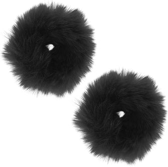 CHEERYMAGIC 2 Pcs Faux Rabbit Fur Hair Ties Fluffy Elastic Hair Scrunchies Ponytail Scrunchies Hair Accessories A2-MRFQ (Black)