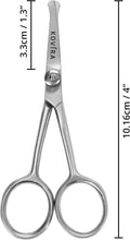 Kovira Precision Nose Hair Scissors with Adjustable Tension Screw - 10.16cm/4 Inch Overall Length - Rounded Safety Scissors for Trimming Nasal Hair - Also for Grooming Eyebrows, Ear Hair & Beards