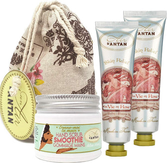 Hand Set: 1 Hand Scrub + 2x25ml Hand Cream Un Air d'Antan / Perfume: Rose, Peach, Patchouli/Hand Balm with Sweet Almond Oil & Shea Butter/Paraben Free/Small hand Cream/Nail Cream/Hand Care/Soft Skin