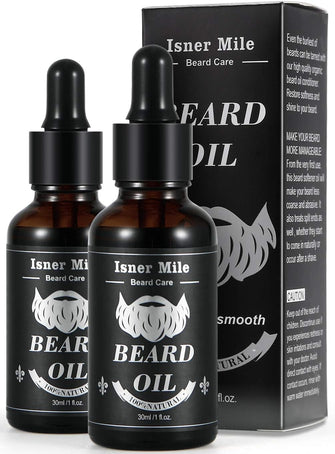 Isner Mile 2 Pack Beard Oil for Men with Castor Oil Serum Conditioner Light Magic Scent, Natural Premium Beard Growth Oil to Cure Beard Itch, Soften, Moisturizing & Strengthen Mustache