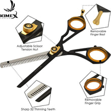 KIMEX LONDON Professional Hairdressing Scissors Set -Thinning Scissor - Japanese Barber Scissors - Stainless Steel Hair Scissors  Hairdressers Scissors UK - Comb - Leather Cover - 6.5 in.