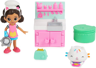 Gabbys Dollhouse, Lunch and Munch Kitchen Set with 2 Toy Figures, Accessories and Furniture Piece, Kids Toys for Ages 3 and above