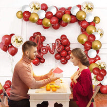 DUGEHO Balloon Arch Kit, 107-Pack Balloon Arch Wreath Kit, Ruby Red and Gold Balloons, Balloon Decorations Birthday Wedding Anniversary Party Graduation