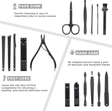 Manicure Set, Professional Stainless Steel Pedicure Nail Clipper Tools Kit with PU Leather Folding Case, 16 In 1 Travel Grooming Care Tool Kits for Women Men Nail Scissors Nail Cutter Set