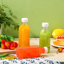 FRIUSATE 6 Pcs 7.8oz/230ml Juice Bottles Square Shot Bottles with Lids Plastic Leak-Proof Drink Bottles Reusable Shot Bottles for Smoothie Juice Beer Milk
