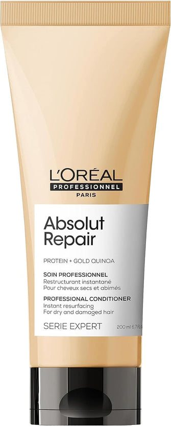 LOral Professionnel Conditioner, With Protein And Gold Quinoa for Dry And Damaged Hair, Serie Expert Absolut Repair, 200 ml