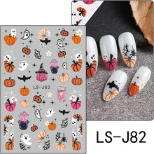 JMEOWIO 9 Sheets Halloween Nail Art Stickers Decals Self-Adhesive Cute Horror Ghost Witchy Spider Web Bat Pumpkin Spook Nail Supplies Nail Art Design Decoration Accessories