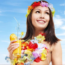 12 Pcs Hawaiian Garland, Hawaiian Fancy Dress Hawaiian Flower Lei Luau Aloha Hawaiian Garlands Necklaces Tropical Party Decorations Beach Theme Hawaiian Party Accessories for Adults Kids