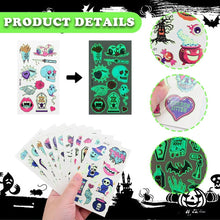 10 Sheets Halloween Luminous Temporary Tattoo for Kid Halloween Face Makeup Sticker Waterproof Halloween Party Supplies Gift Game Accessories Boys Girls Birthday Party Favors Temporary Tattoo (WK)