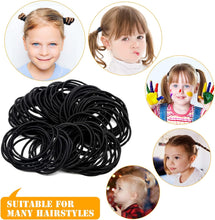 HXC 100pcs Black Elastic Hair Bands, Small Elastic Hair Bobbles For Women, 2mm Thin Hair Tie for Kids, Soft Hair Bands withou Metal, Elastic Ponytail Holder